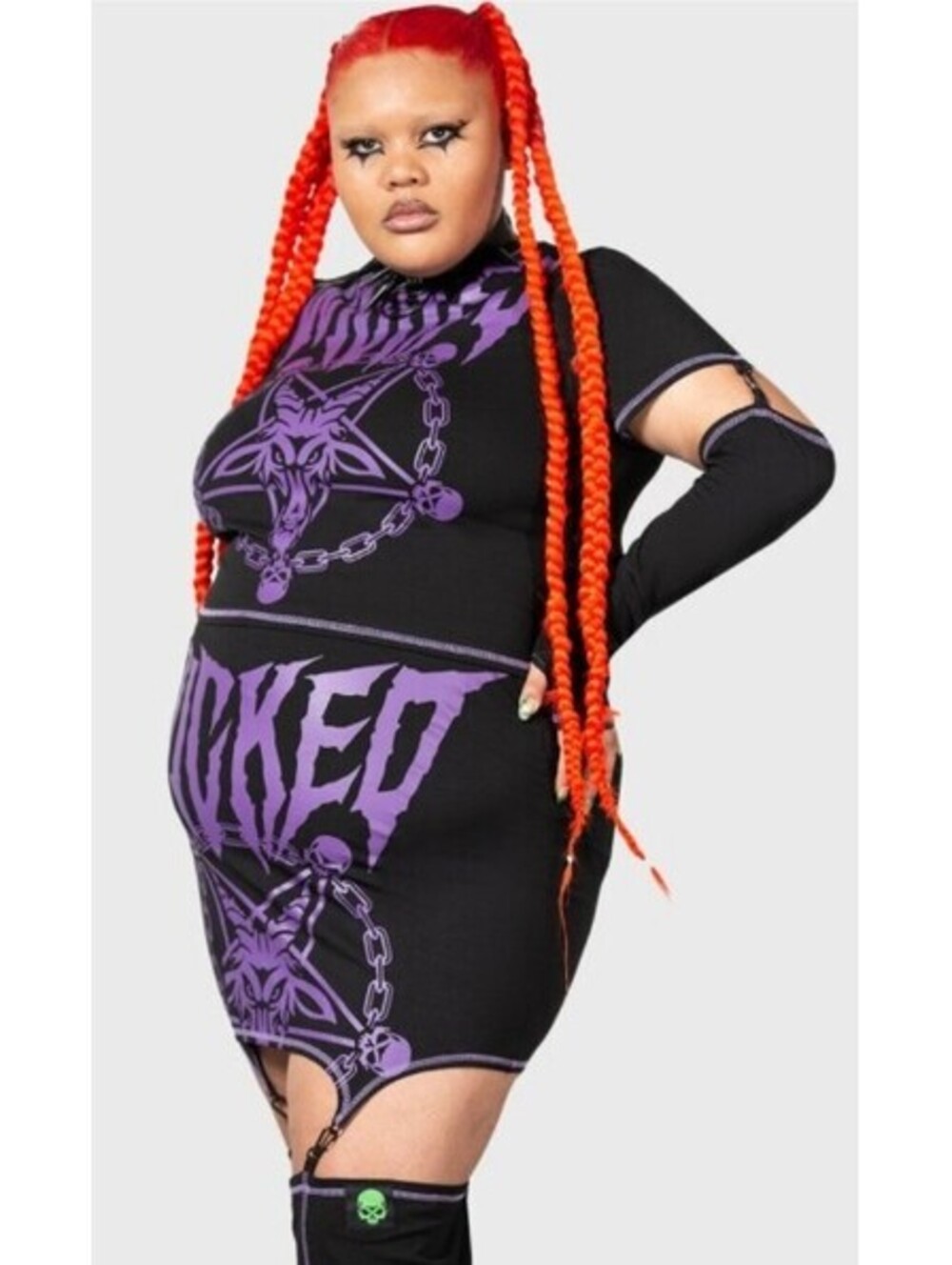 Killstar Charnel Top Purple & Black Detachable Sleeves Women's Sz XL NEW